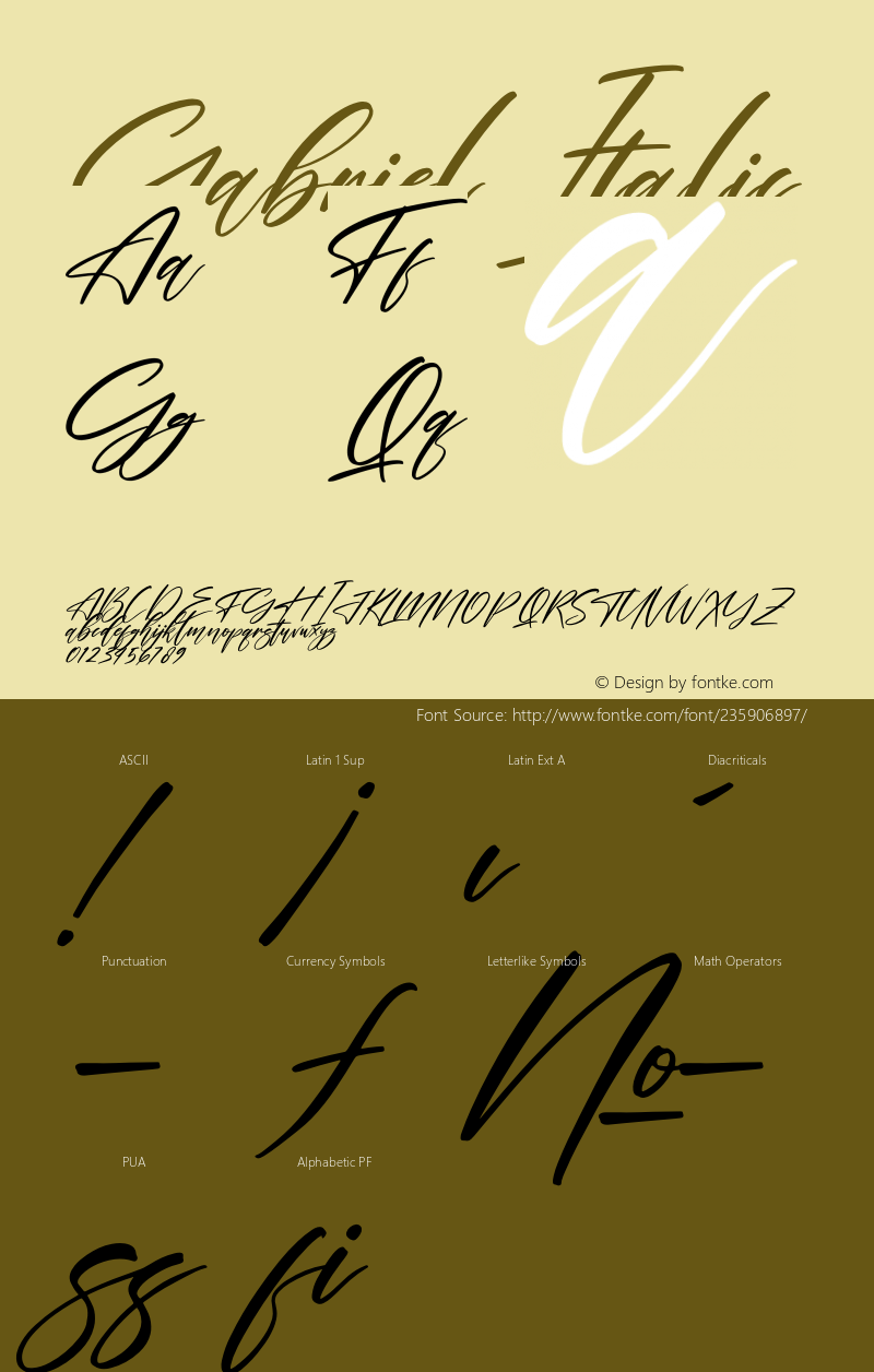 Gabriel Italic Version 1.00;July 26, 2021;FontCreator 13.0.0.2683 64-bit图片样张