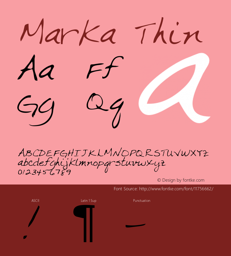 Marka Thin Version Altsys Metamorphosis Font Sample