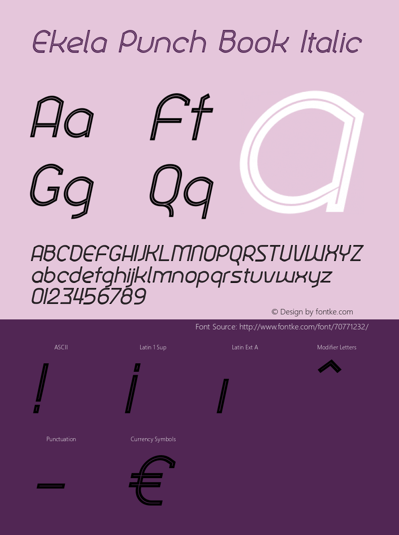 Ekela Punch Book Italic Version 1.0; Jun 2020 Font Sample