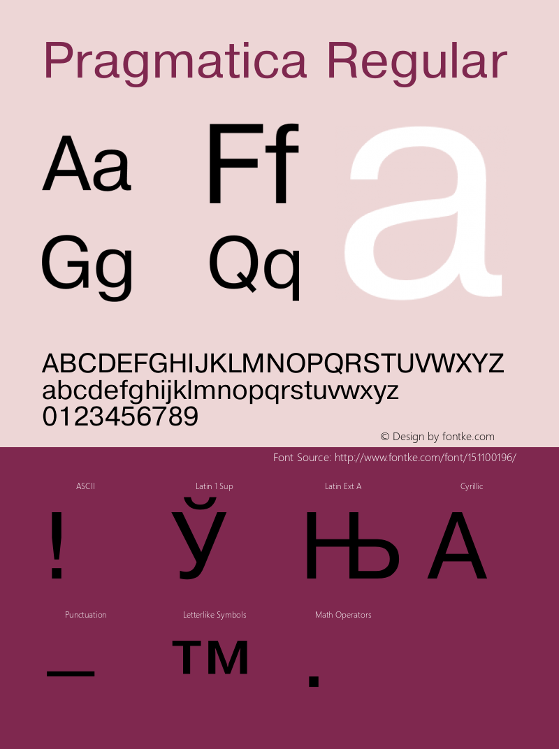 Pragmatica Converted from t:\PRN_____.TF1 by ALLTYPE Font Sample