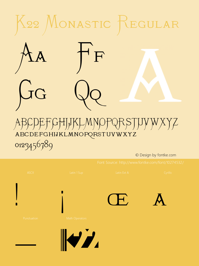 K22 Monastic Regular 1.0 Font Sample