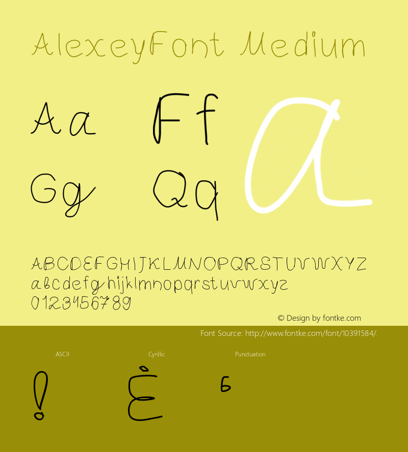 AlexeyFont Medium Version 001.000 Font Sample