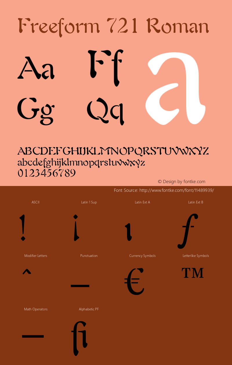 Freeform 721 Roman Version 003.001 Font Sample