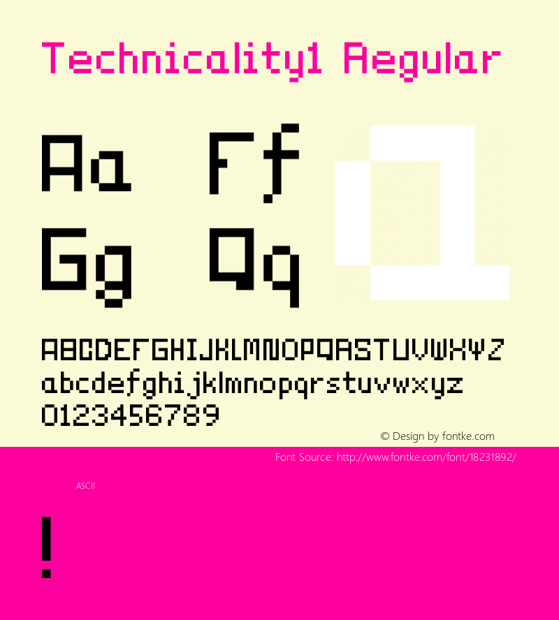 Technicality1 Regular 1.0 Font Sample