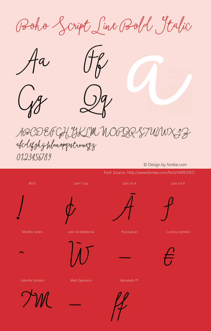 Boho Script Line Bold Italic Version 1.000 Font Sample