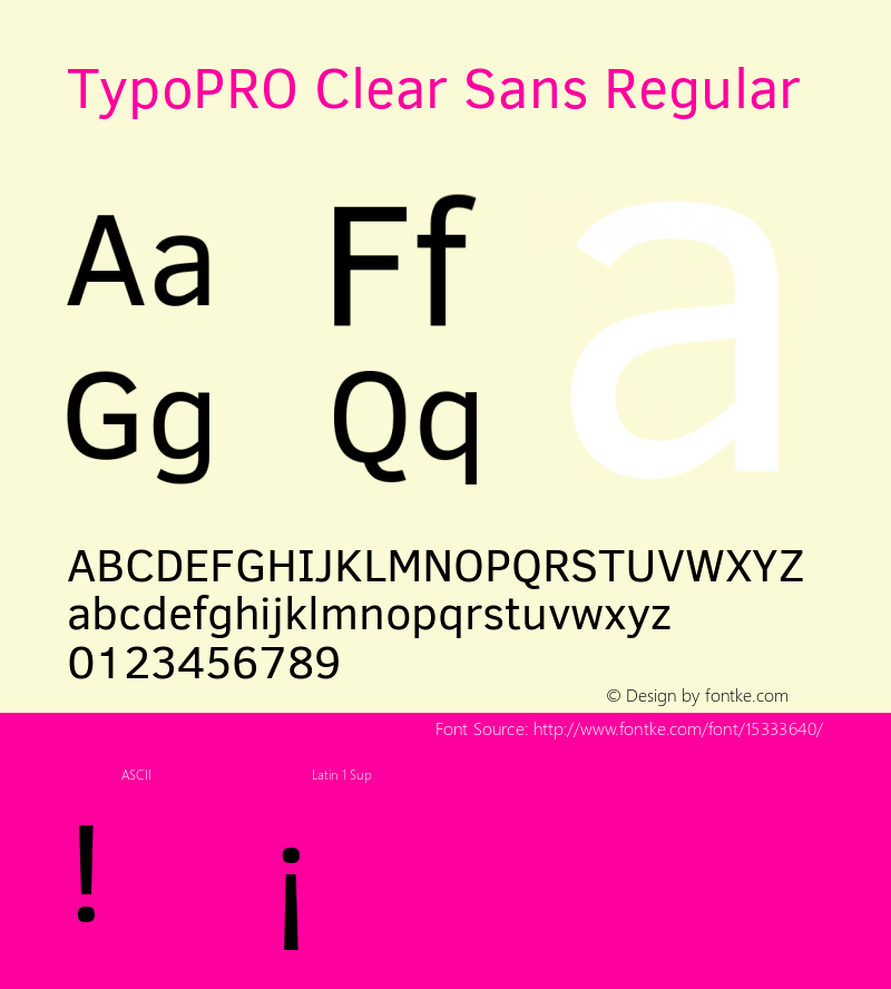 TypoPRO Clear Sans Regular Version 1.00 Font Sample