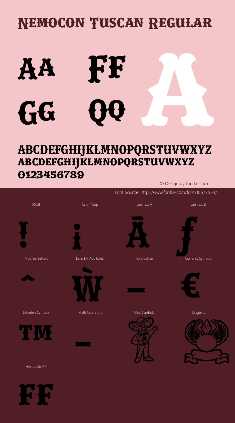 Nemocon Tuscan Regular Version 1.000 Font Sample