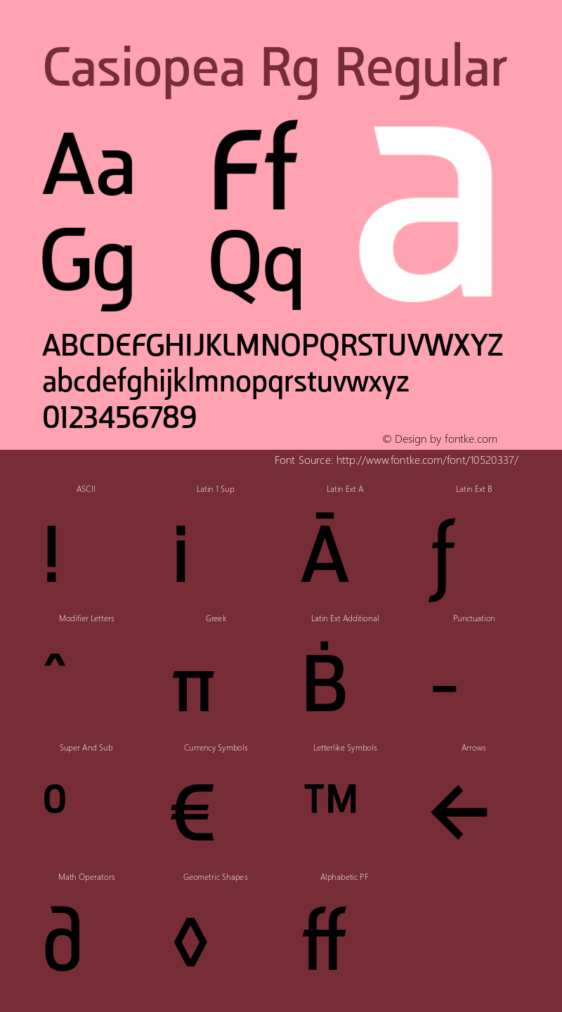 Casiopea Rg Regular Version 1.000 Font Sample