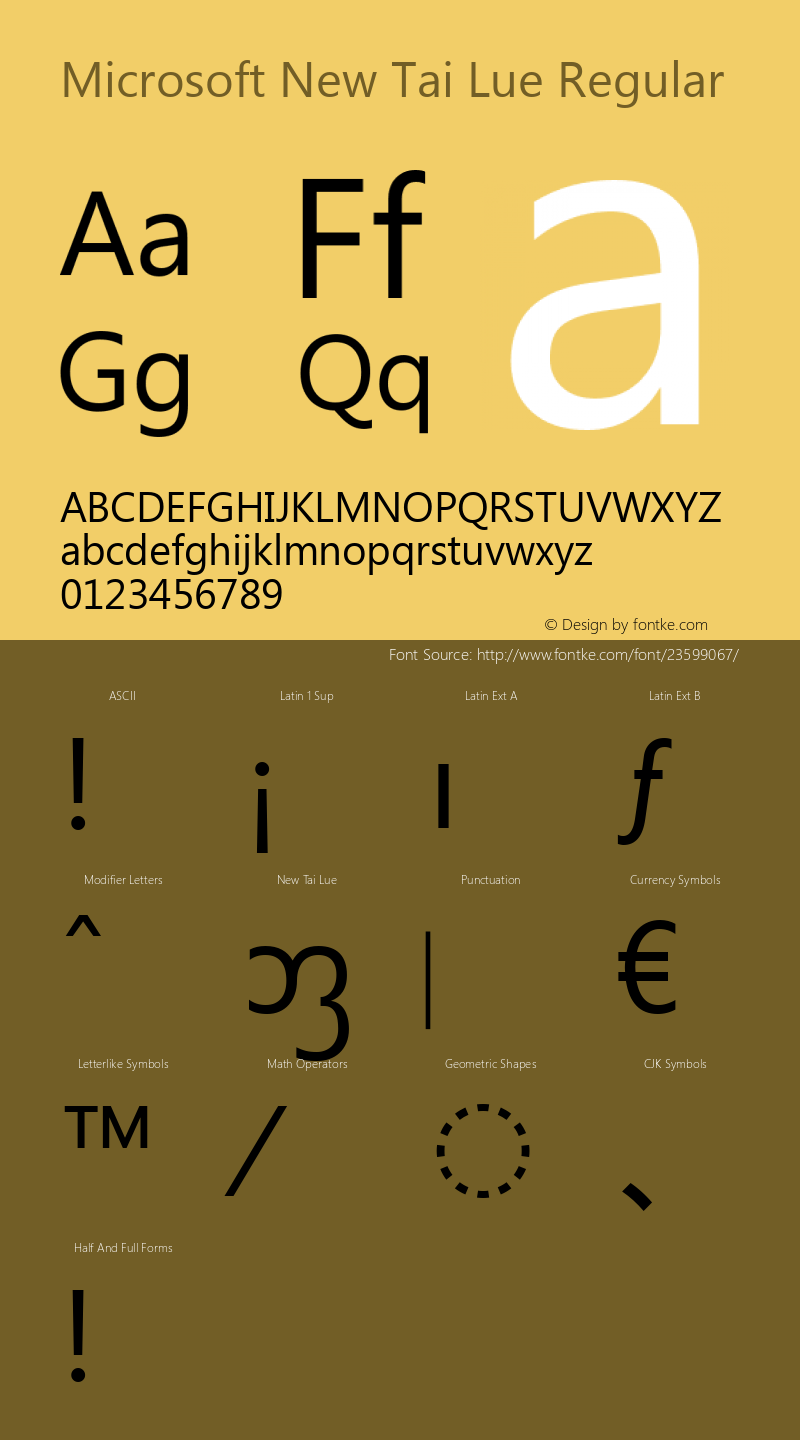 Microsoft New Tai Lue Version 0.96 Font Sample