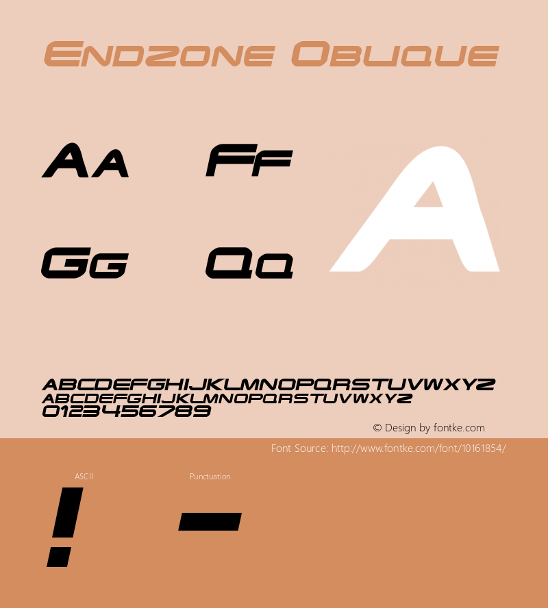 Endzone Oblique Rev. 003.000 Font Sample