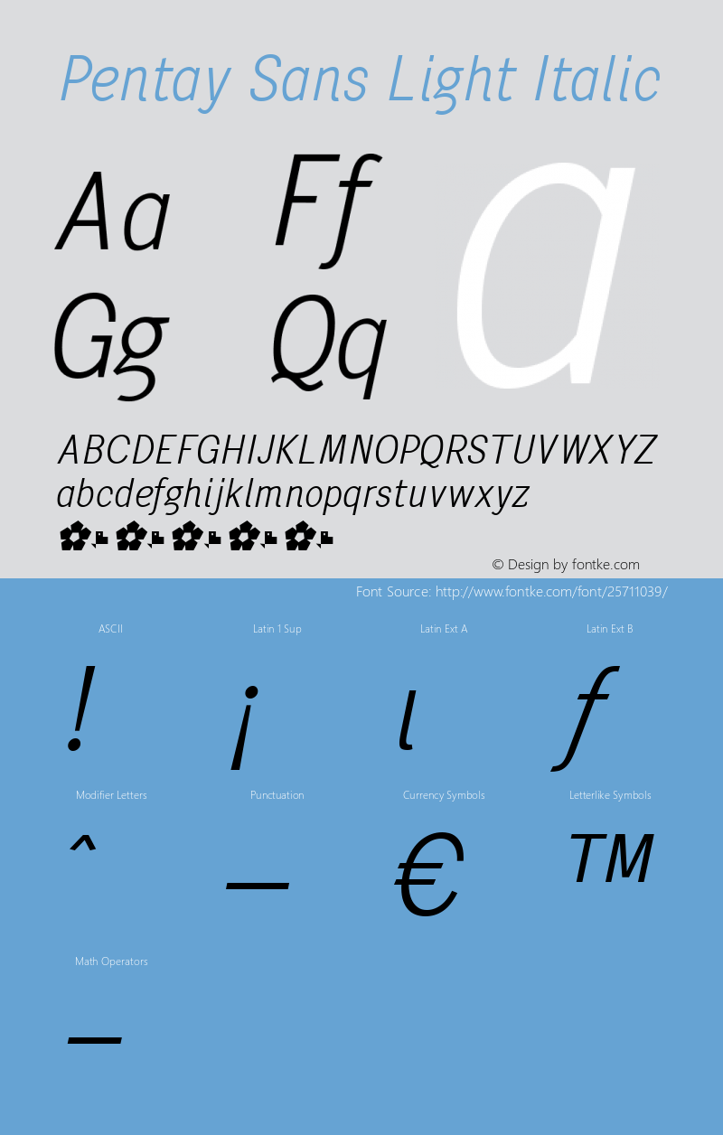 PentaySansLight-Italic Version 1.190 Font Sample