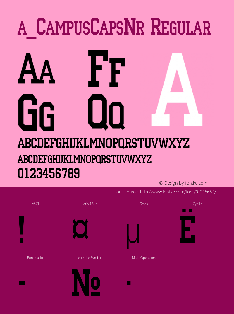 a_CampusCapsNr Regular 01.03 Font Sample