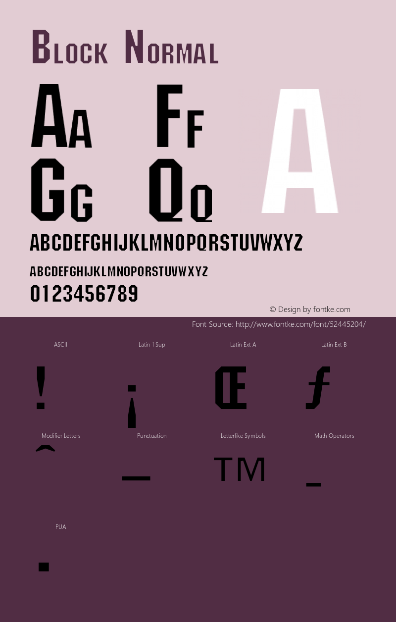 BlockNormal Altsys Fontographer 4.1 1/30/95 {DfLp-URBC-66E7-7FBL-FXFA} Font Sample