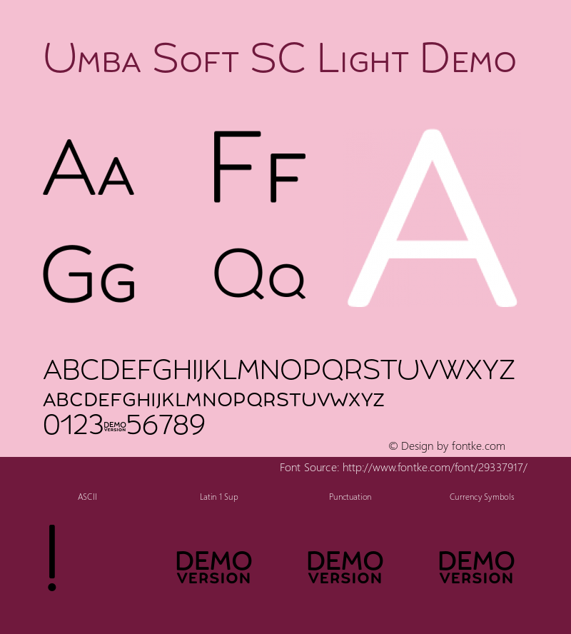 Umba Soft SC Light Demo Version 1.010;PS 001.010;hotconv 1.0.88;makeotf.lib2.5.64775 Font Sample