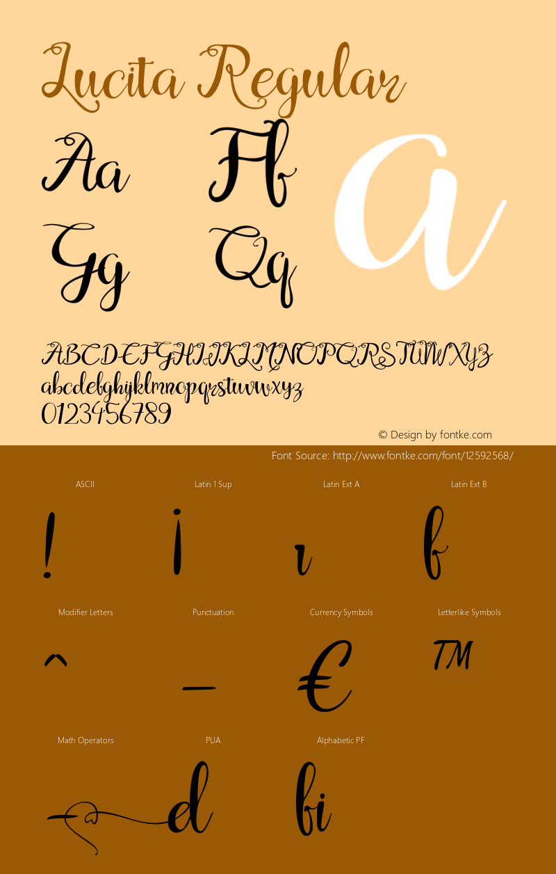 Lucita Regular Version 1.000 Font Sample