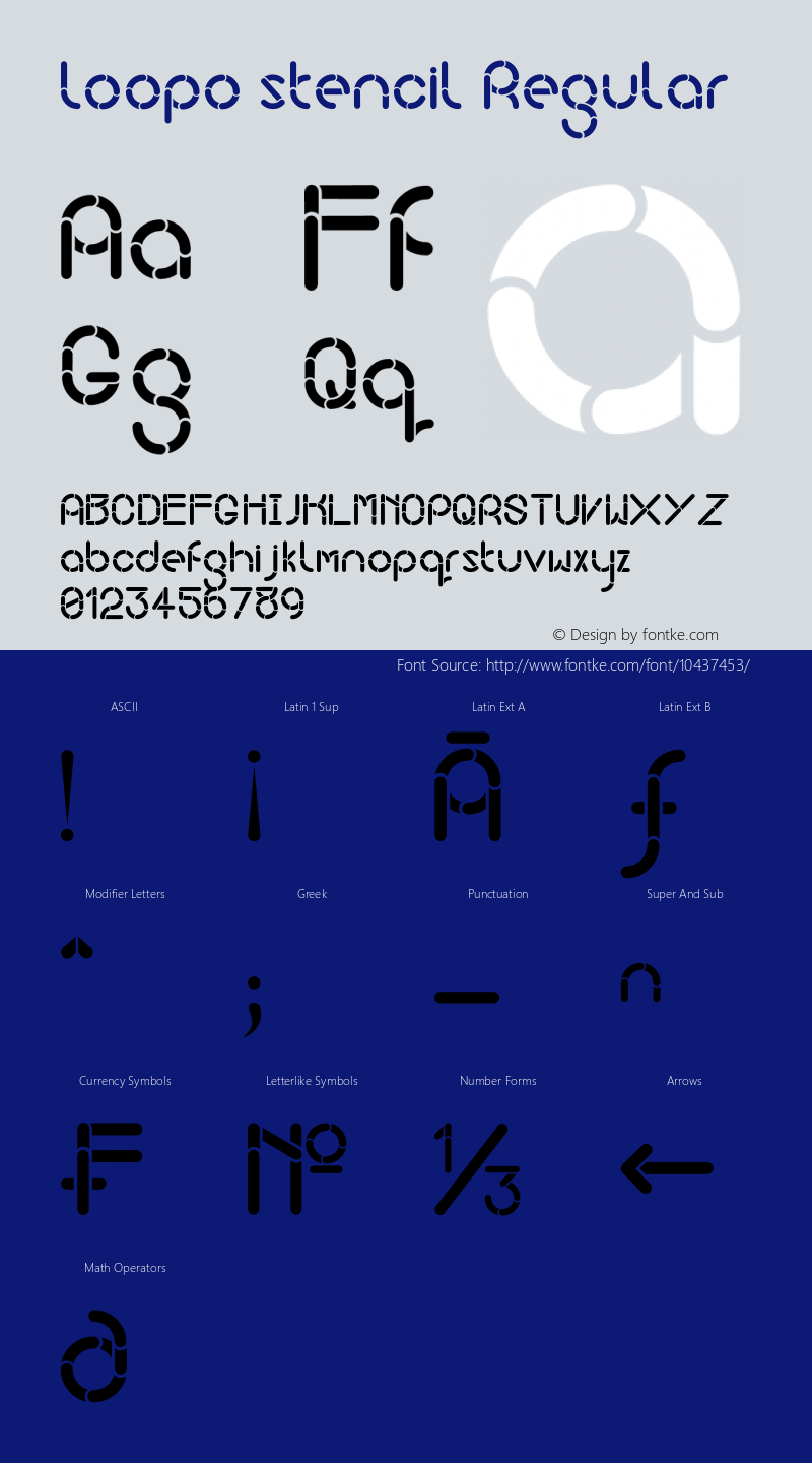 loopo stencil Regular Version 1.00 April 11, 2012, initial release Font Sample