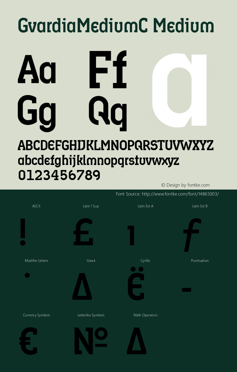 GvardiaMediumC Medium Version 001.000 Font Sample