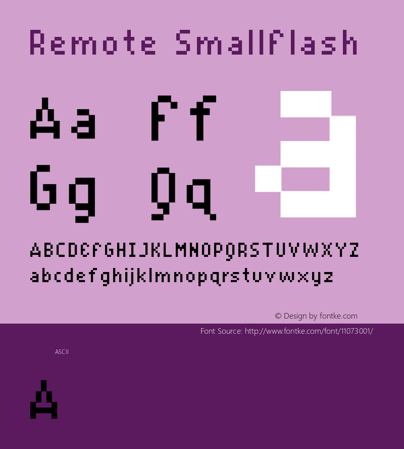 Remote SmallFlash Version 001.000 Font Sample