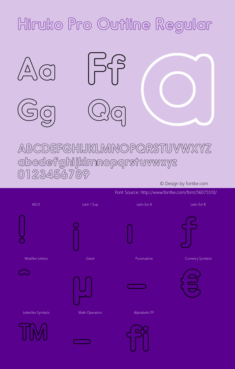 HirukoProOutline-Regular Version 1.001 Font Sample