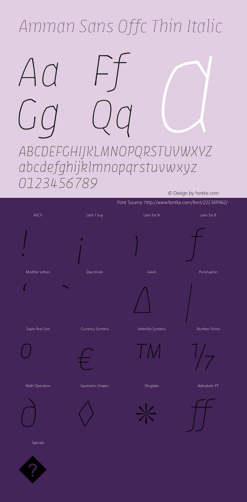 Amman Sans Offc Thin Italic Version 7.504; 2010; Build 1020图片样张