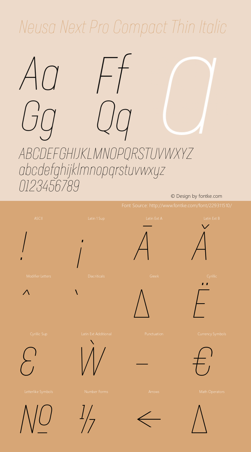 Neusa Next Pro Compact Thin Italic Version 1.002;PS 001.002;hotconv 1.0.88;makeotf.lib2.5.64775图片样张