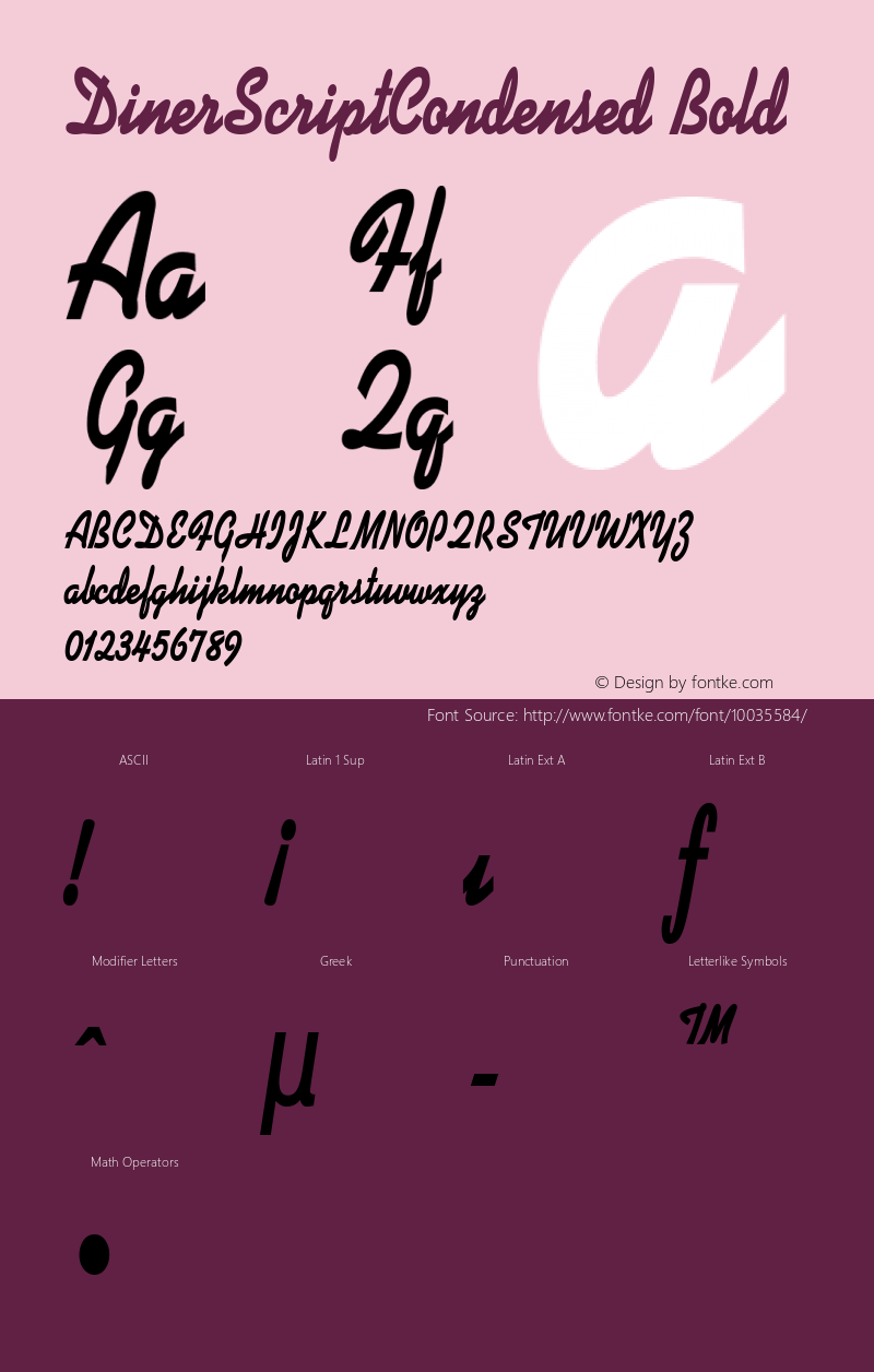 DinerScriptCondensed Bold Rev. 003.000 Font Sample