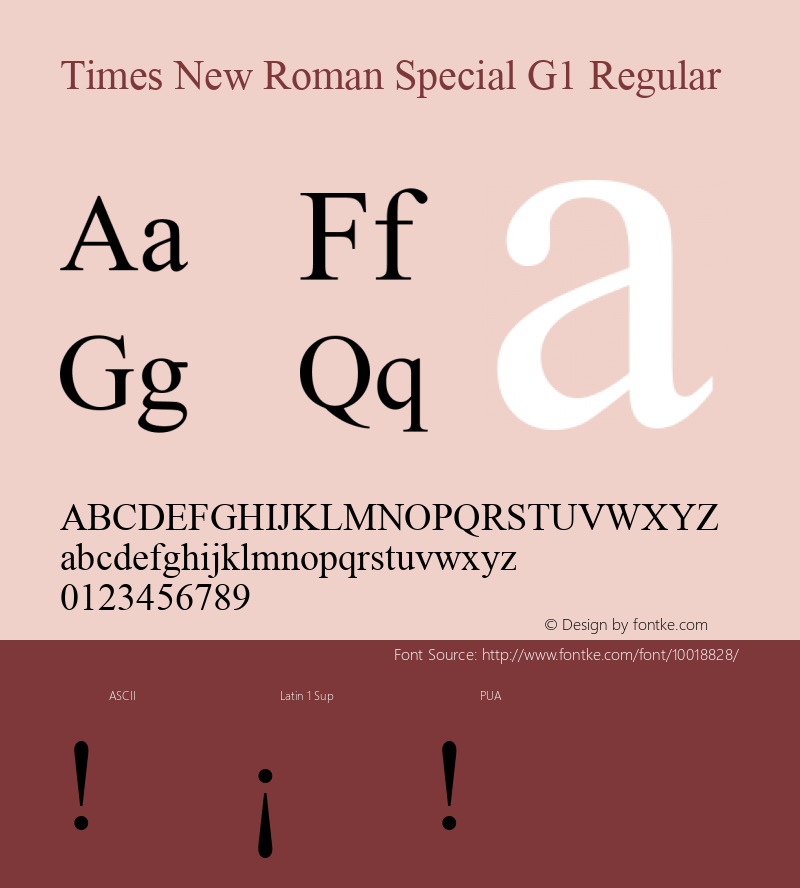 Times New Roman Special G1 Regular Version 1.03 Font Sample