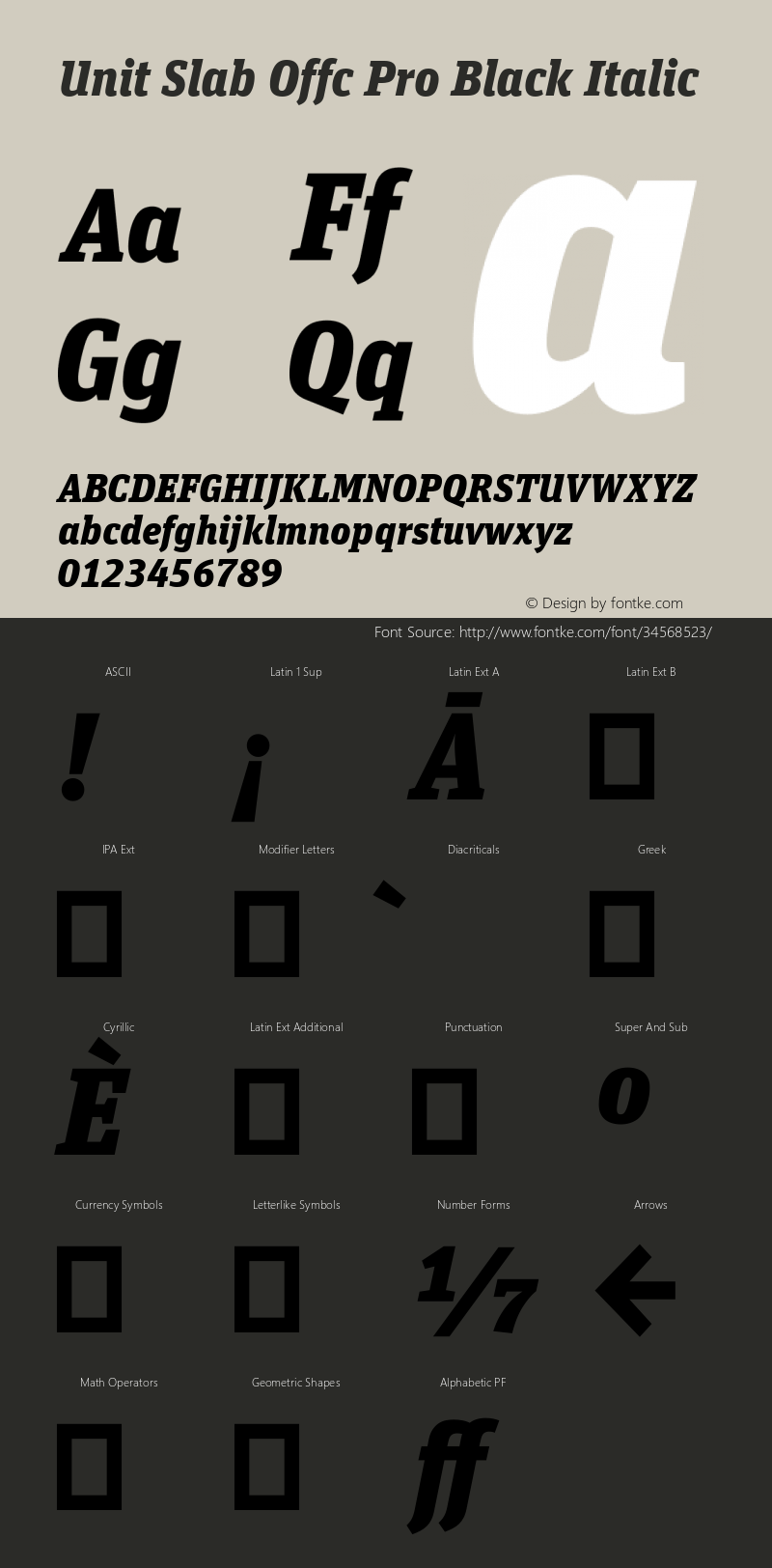 Unit Slab Offc Pro Black Italic Version 7.504; 2010; Build 1002 Font Sample