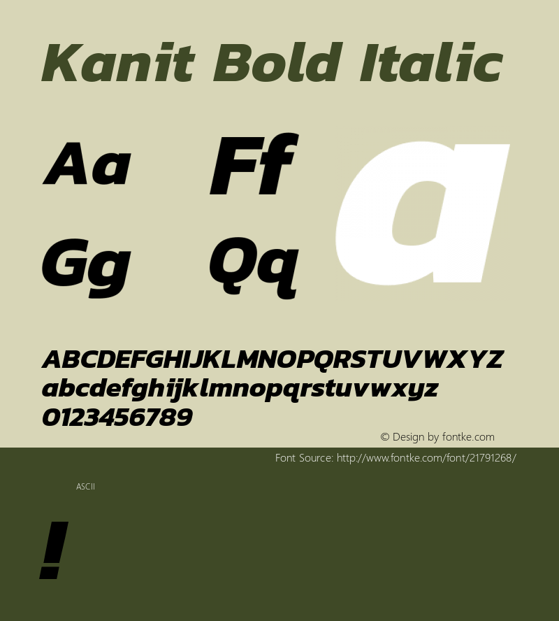 Kanit Bold Italic  Font Sample
