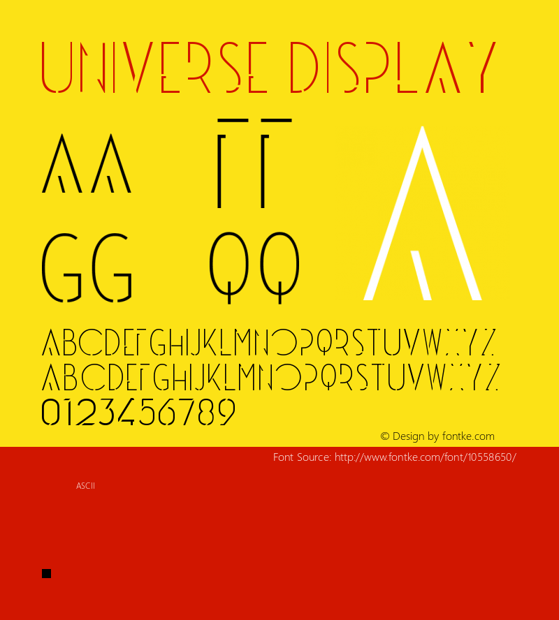 Universe Display Version 1.00 2008 Font Sample