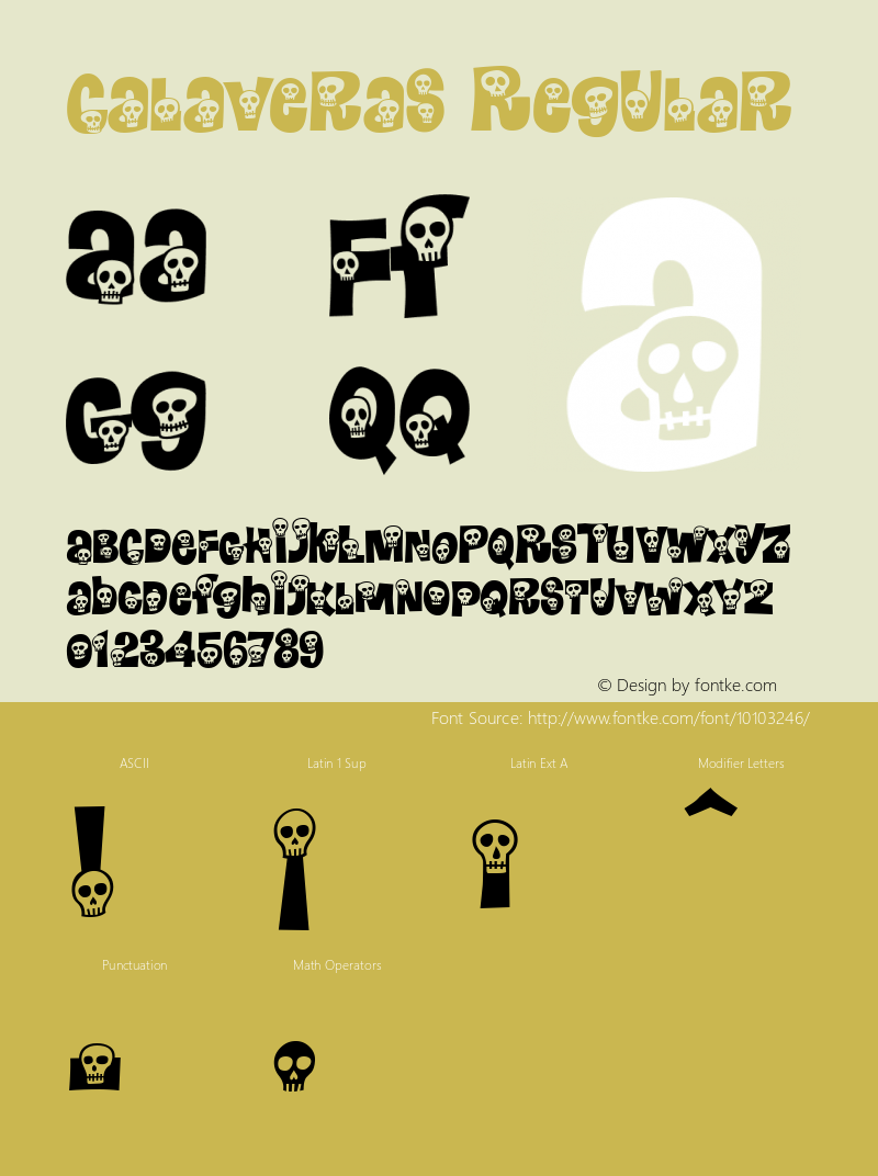 Calaveras Regular Macromedia Fontographer 4.1.3 3/21/02 Font Sample