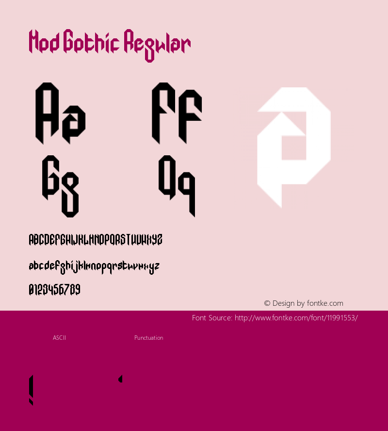 Mod Gothic Regular Version 1.0 Font Sample