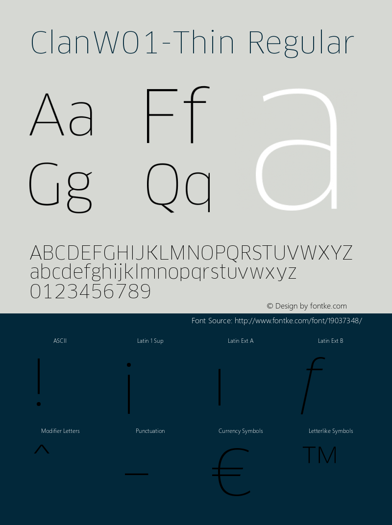 ClanW01-Thin Regular Version 7.504 Font Sample