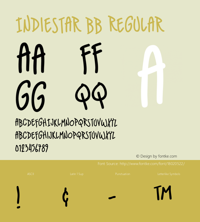 IndieStar BB Regular Version 1.000 Font Sample