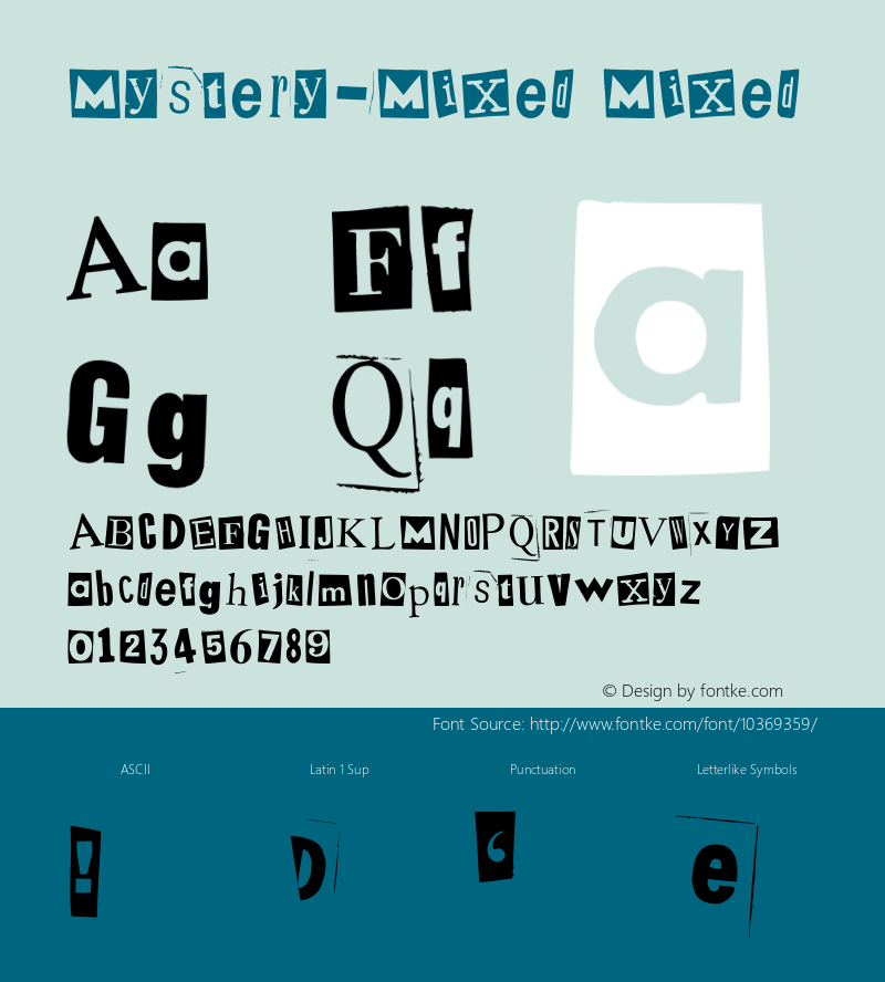 Mystery-Mixed Mixed Version 1.00 Font Sample