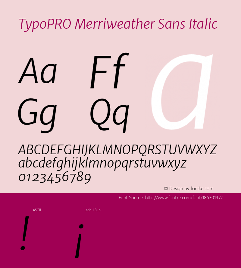 TypoPRO Merriweather Sans Italic Version 1.006; ttfautohint (v1.4.1) -l 6 -r 50 -G 0 -x 11 -H 220 -D latn -f none -w 