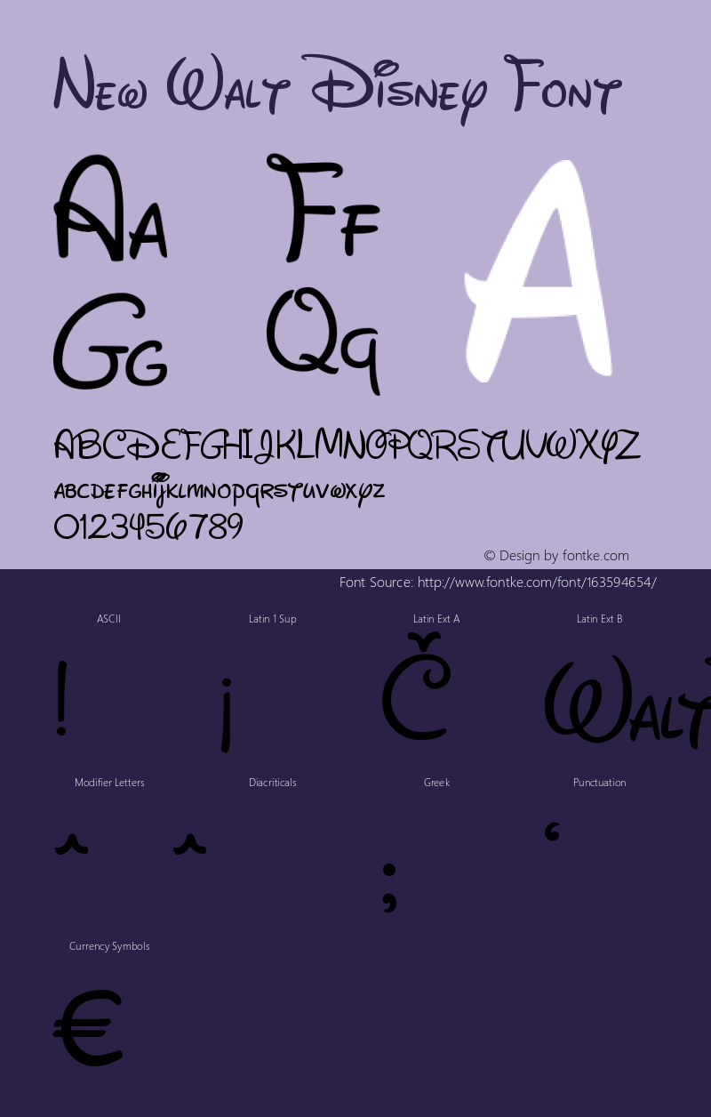 New Walt Disney Font Regular Version 1.00 Font Sample