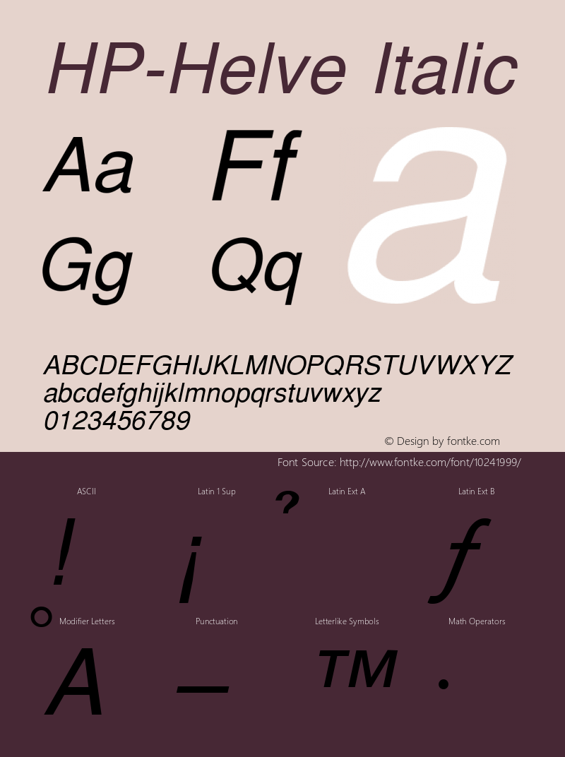 HP-Helve Italic 2 Font Sample