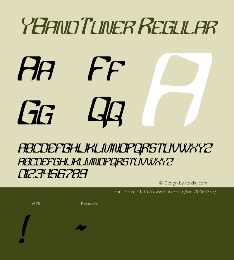 YBandTuner Regular Macromedia Fontographer 4.1 10/29/97 Font Sample