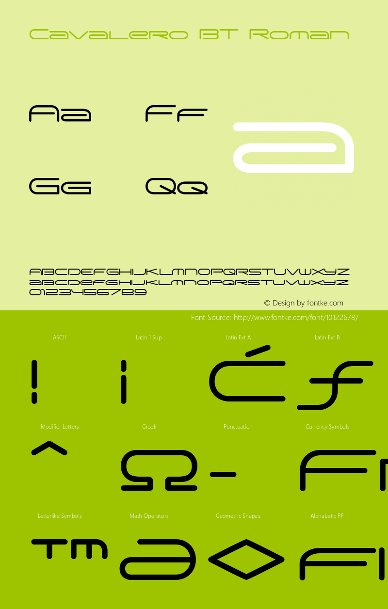 Cavalero BT Roman Version 1.01 emb4-OT Font Sample