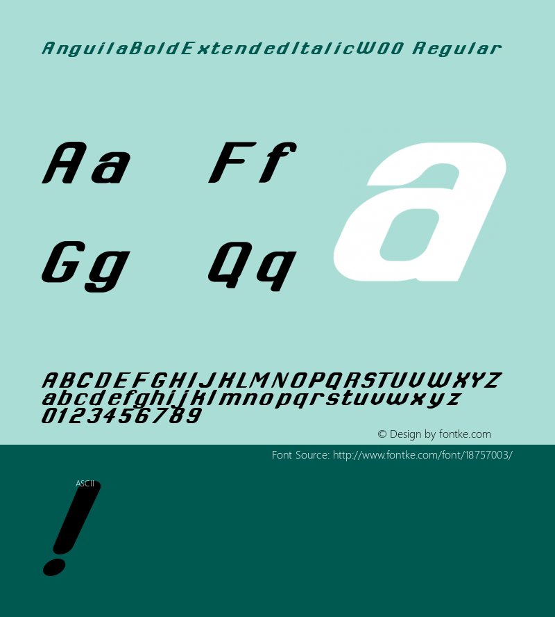 AnguilaBoldExtendedItalicW00 Regular Version 1.12 Font Sample