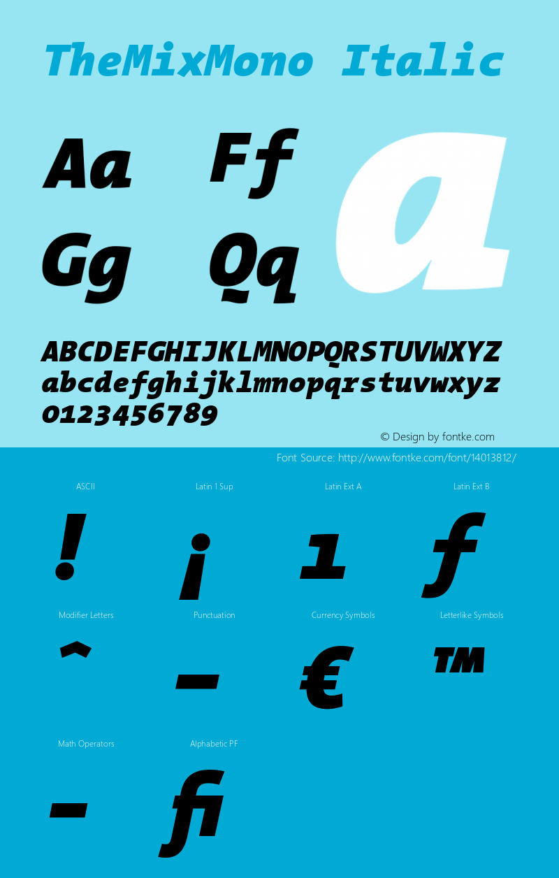 TheMixMono Italic 2.000 Font Sample