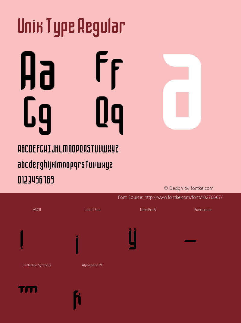 Unik Type Regular Version 1.0 Font Sample