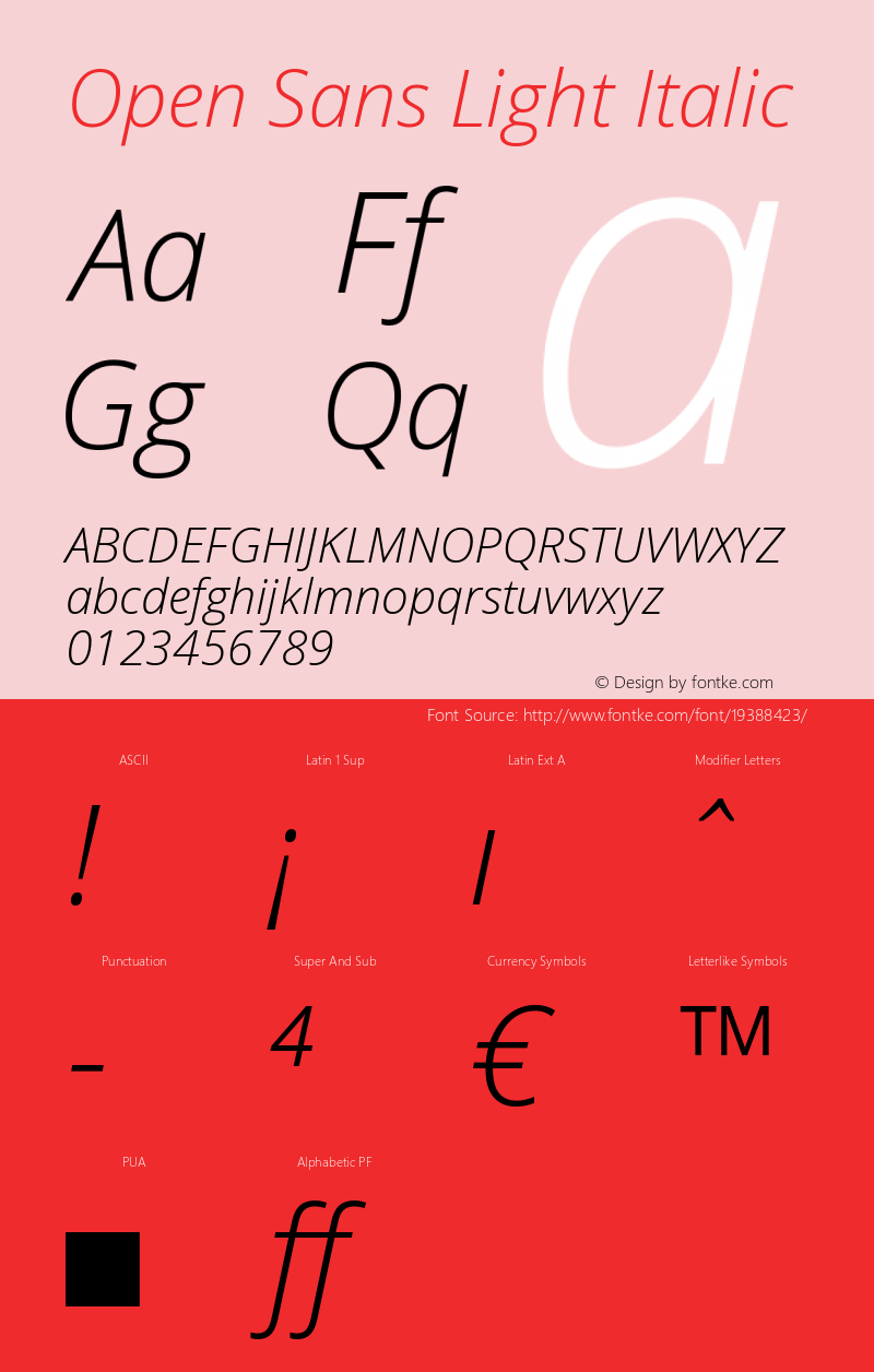 Open Sans Light Italic Version 1.10 Font Sample