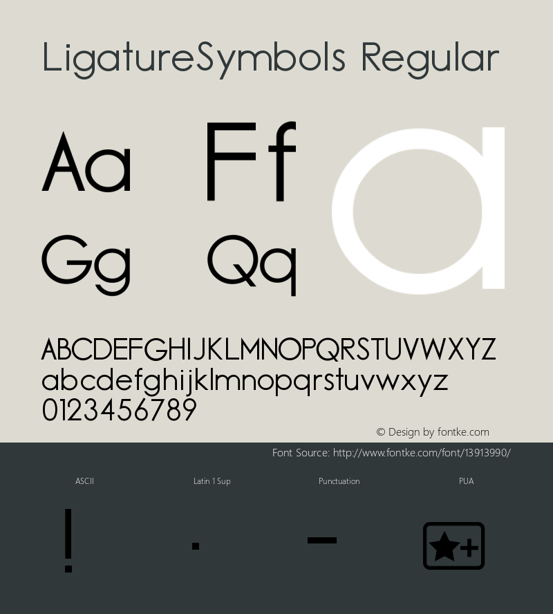 LigatureSymbols Regular Version 2.03 Font Sample