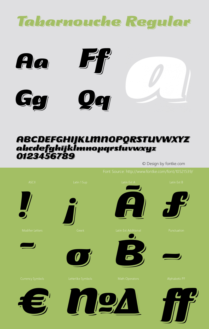 Tabarnouche Regular Version 1.000 Font Sample