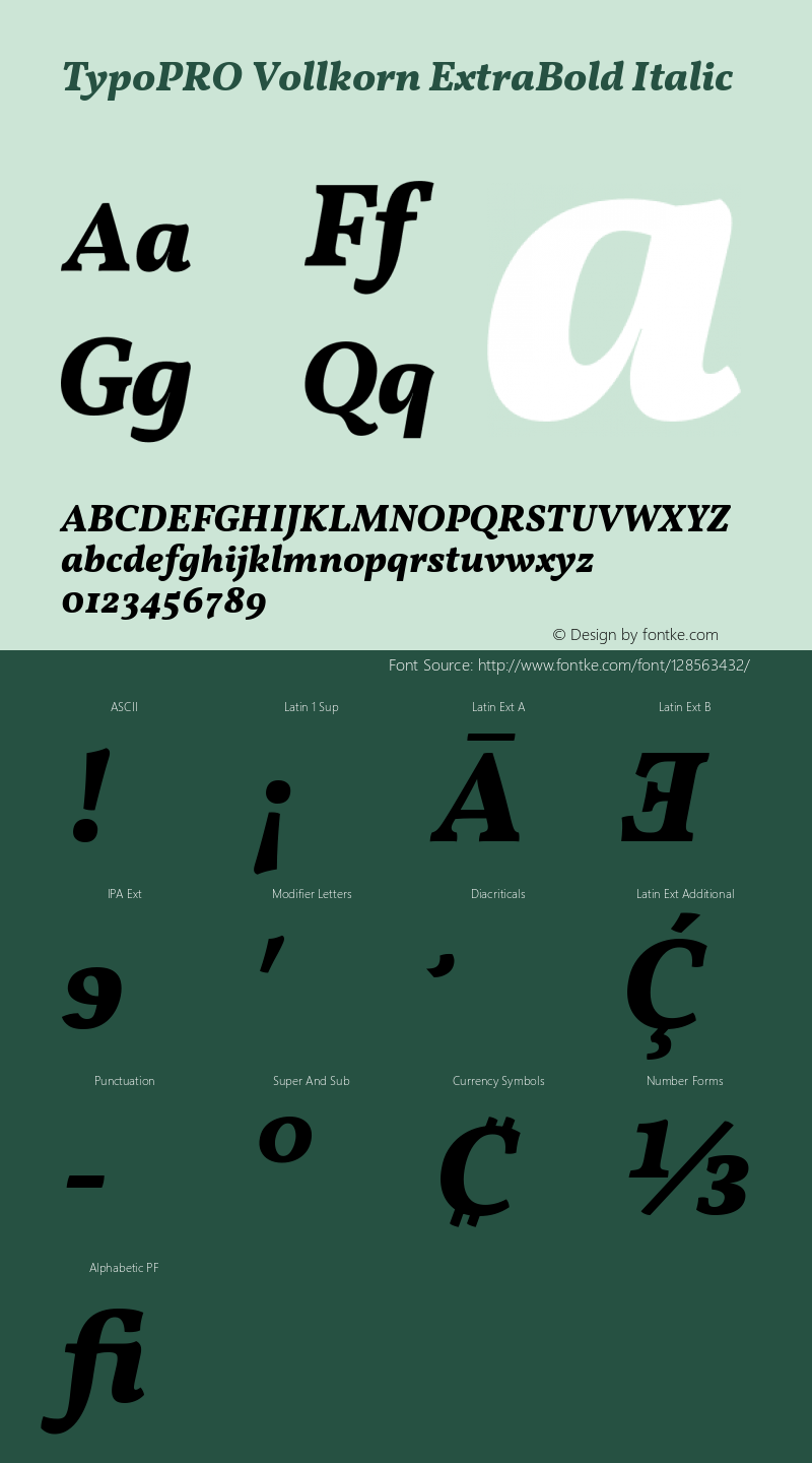 TypoPRO Vollkorn ExtraBold Italic Version 5.000; ttfautohint (v1.8.3) Font Sample