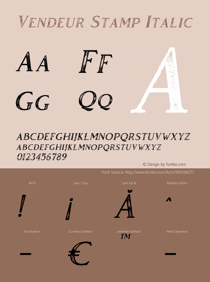 Vendeur-StampItalic Version Font Sample