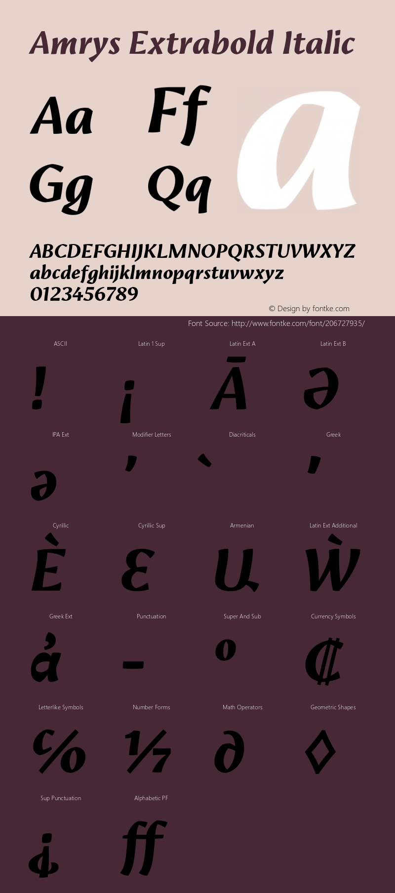 Amrys Extrabold Italic Version 1.10图片样张