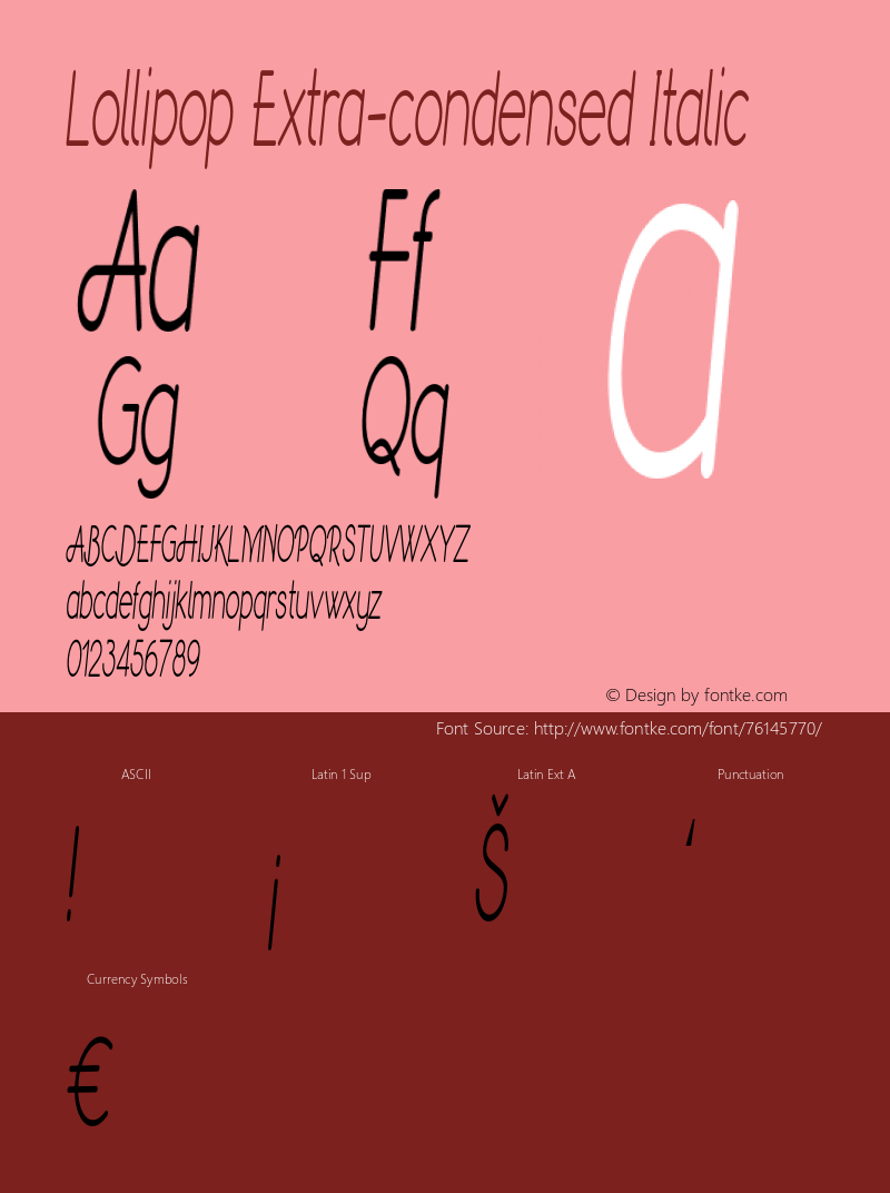 Lollipop-ExtracondensedItalic Version 1.000 Font Sample